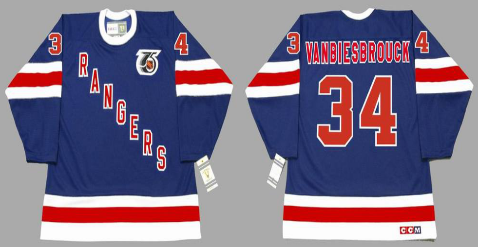 2019 Men New York Rangers 34 Vanbiesbrouck blue CCM NHL jerseys